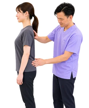 姿勢や身体の状態を確認します
